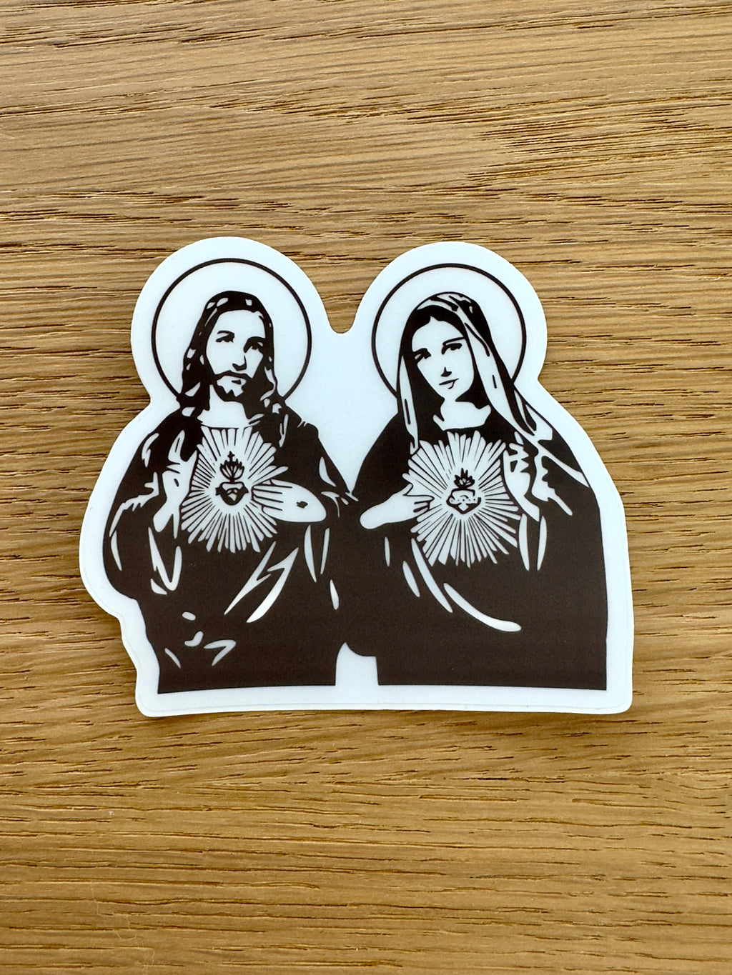 Sacred & Immaculate Hearts Catholic Sticker – Weatherproof Vinyl Faith Sticker